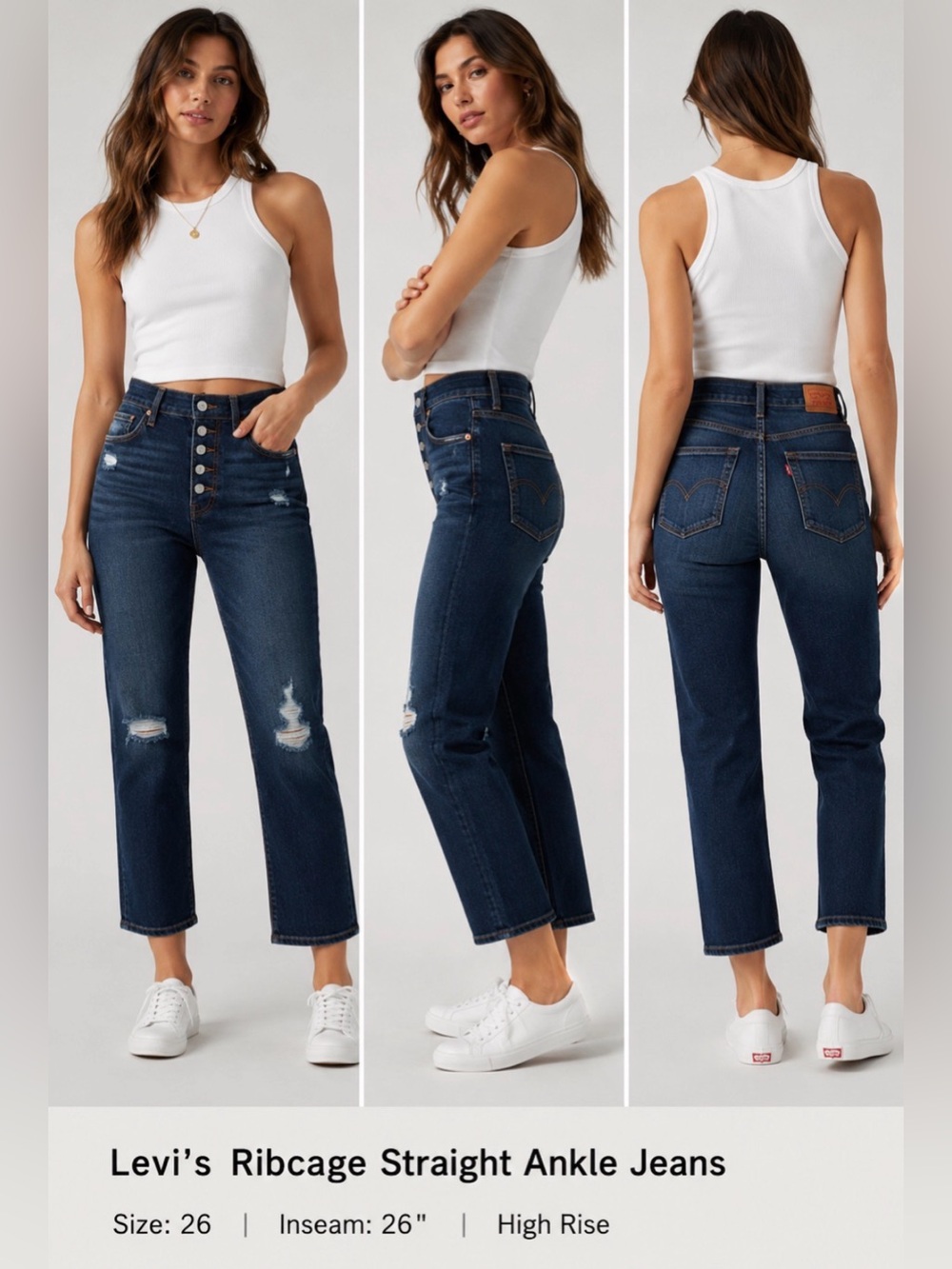Levi's Dark Blue Ribcage Straight Leg Jeans